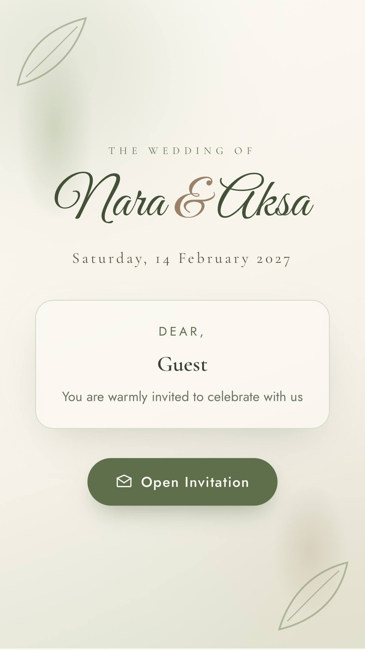 Wedding template landing page