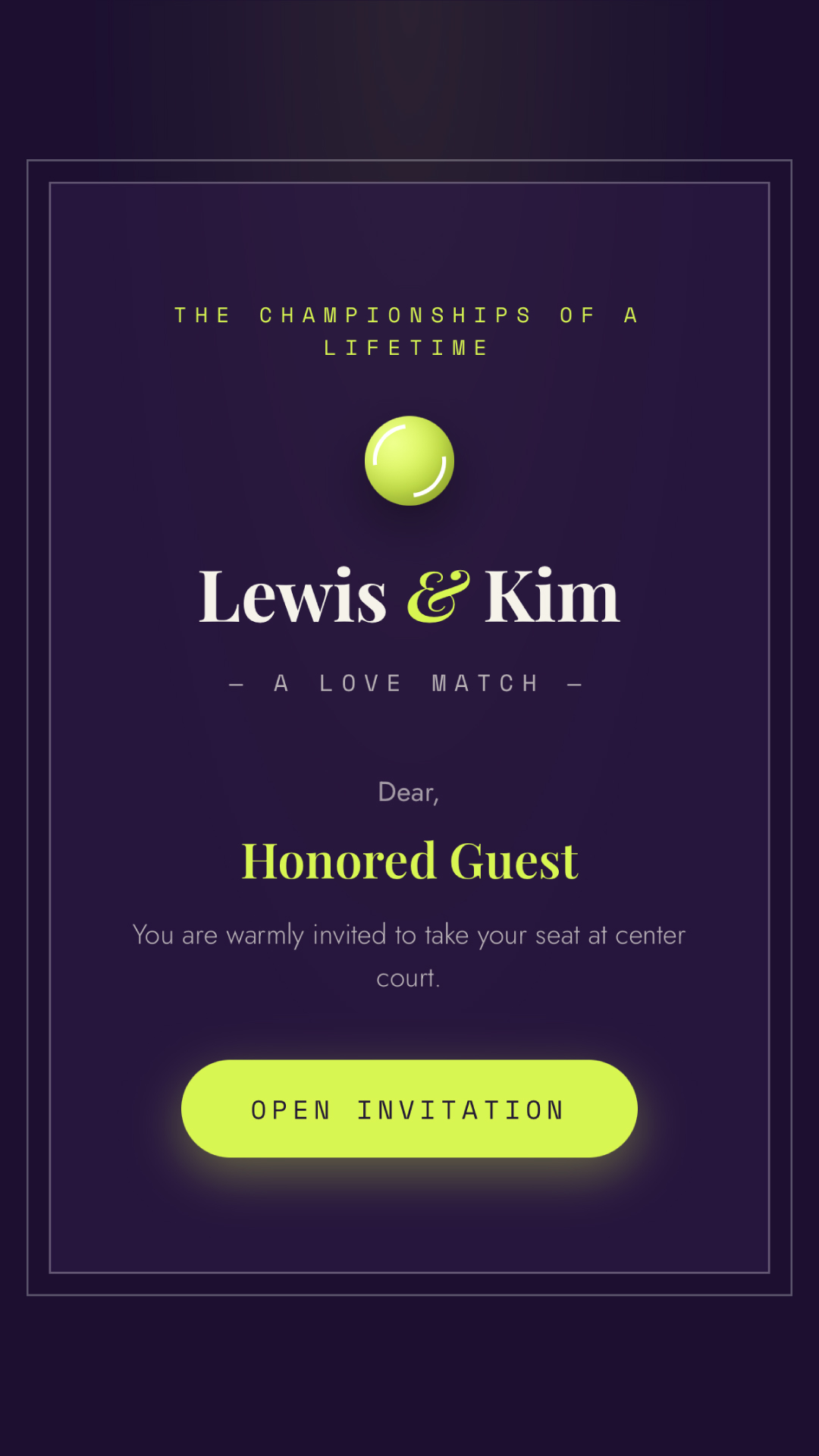 Wedding template landing page